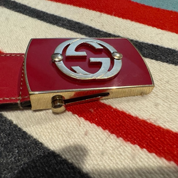 Gucci Red and Green Interlocking G’s Belt. - Picture 7 of 10